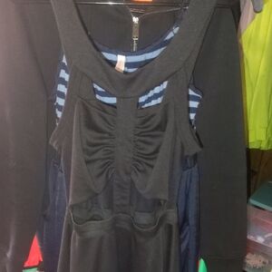 Charlotte Russe Black Sleeveless Dress with Ruched Detail